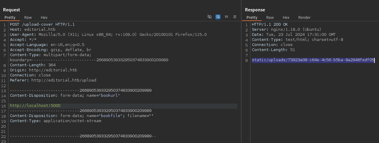 Get request for getting the HTML resource at port 5000.