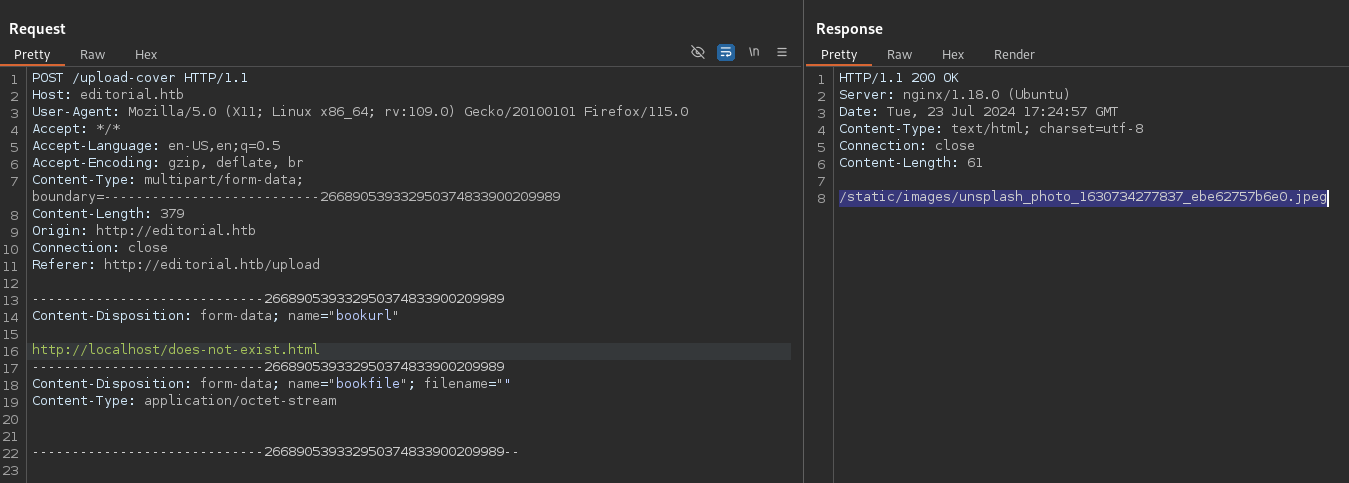Get request for a missing HTTP resource.