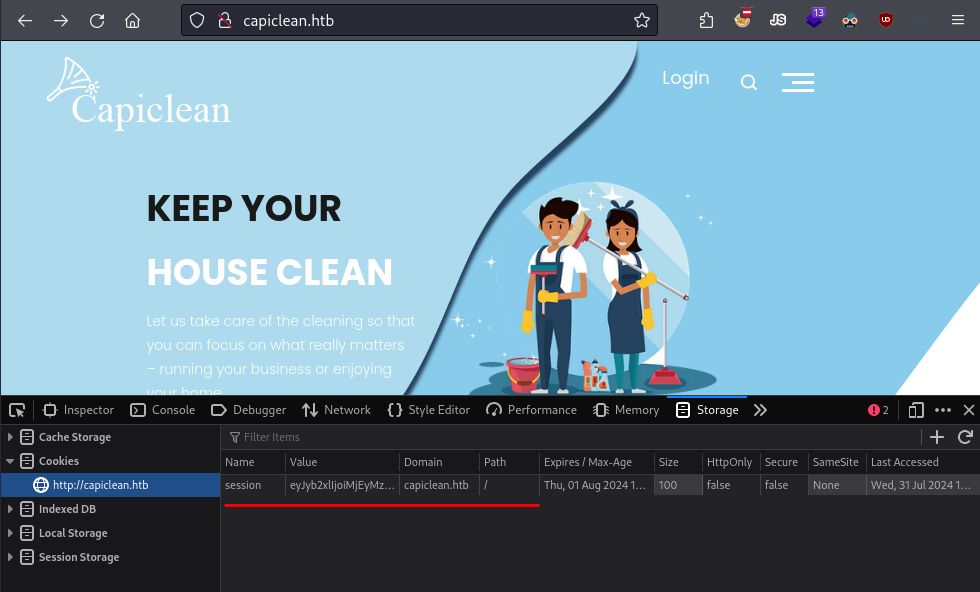 Adding stolen cookie on Firefox using developer's tools.