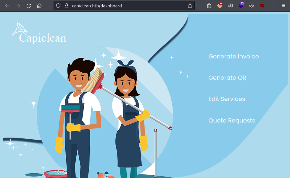 Dashboard page.