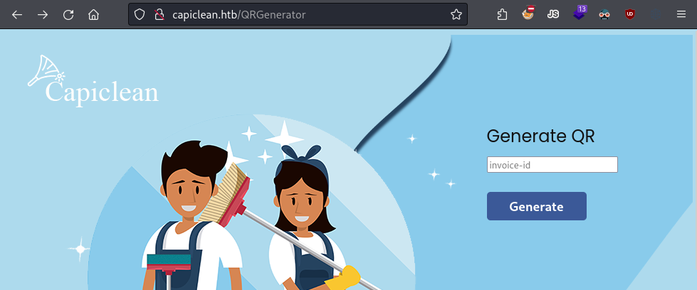 QR generation page.