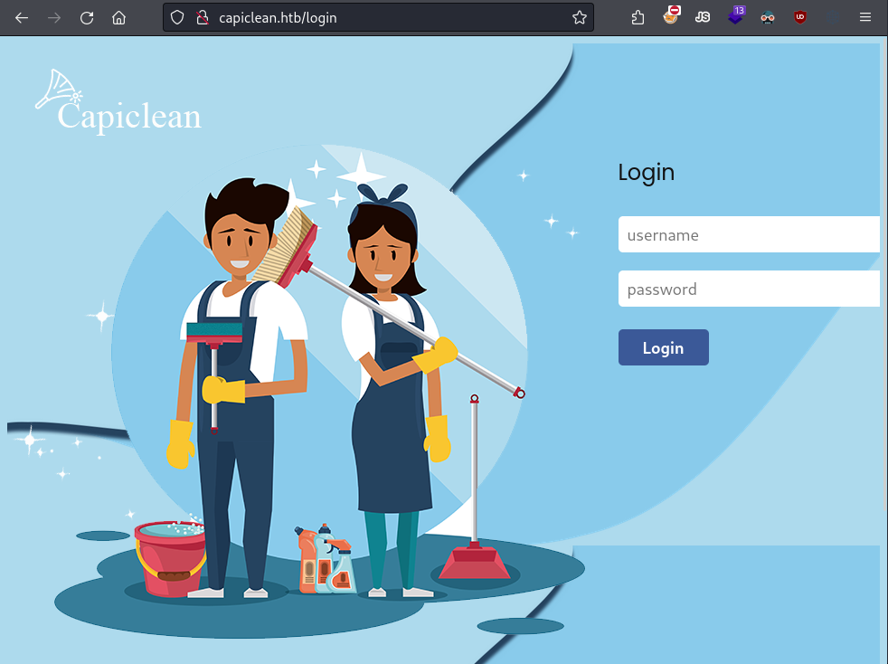 The login page, lacking a registering feature.