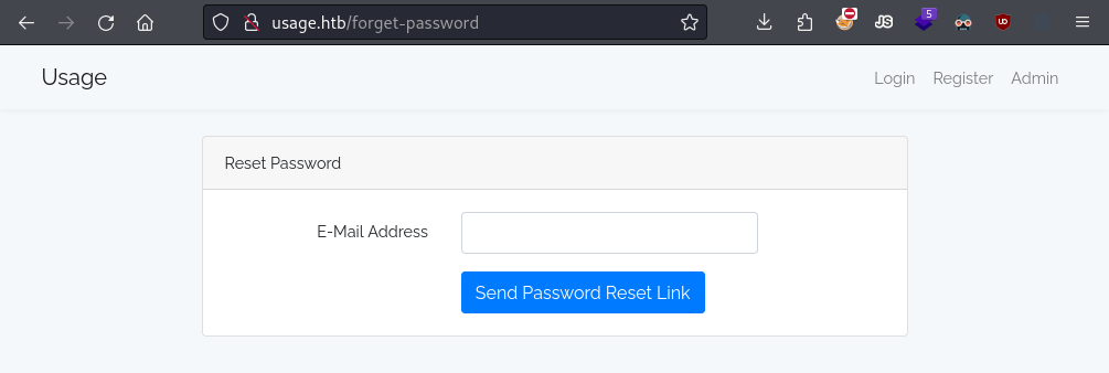 The password recovery page.