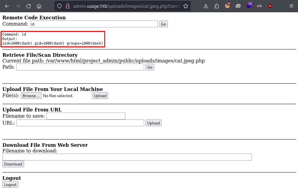 Webshell as dash.