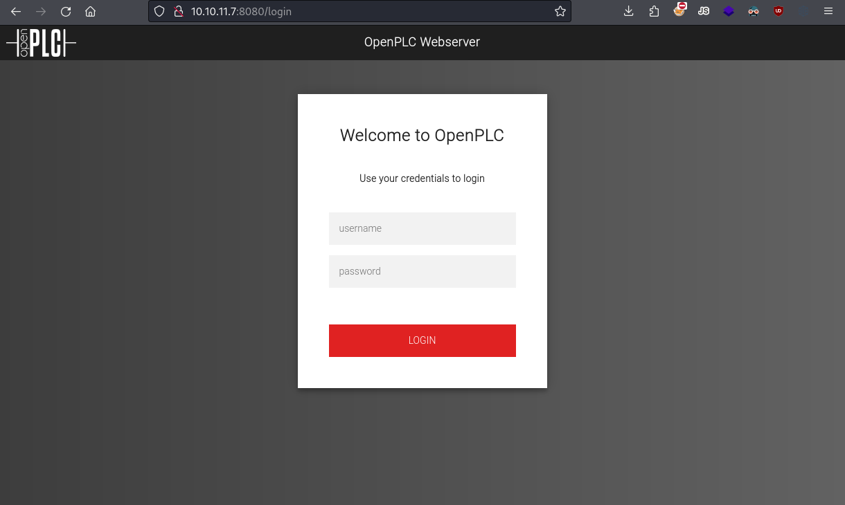 Landing page for OpenPLC.