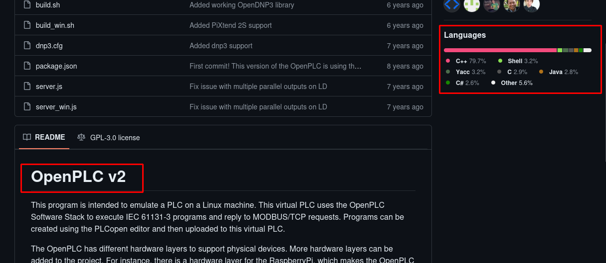 OpenPLC v2 source code, doesn't use Python.